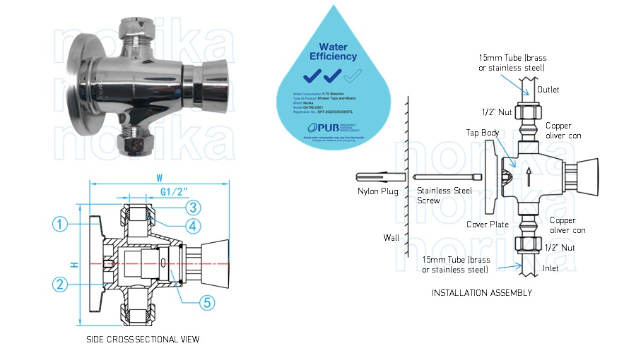 Pressmatic Self Closing Exposed Shower Tap